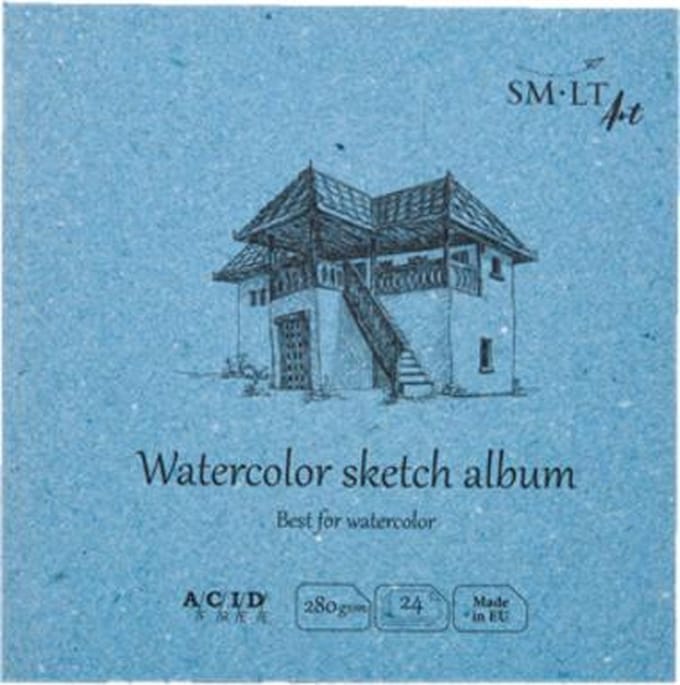 SMLT schetsboek aquarel vierkant 14 cm 280gr FSC 24 vel.