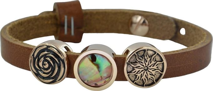 Quiges Leder Armband met 3 Aanschuif Knopen - Dames - RVS - 24cm