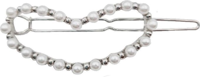 Haarsoires Haarspeld Haarclip 5cm - Hart - Parel - Wit Zilver - Hair Clip - Decoratieve Haaraccessoire