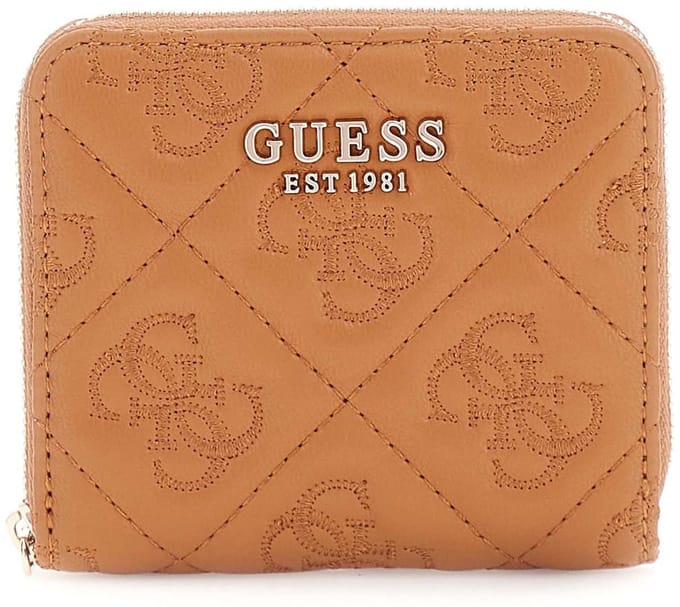 GUESS portemonnee Adelasia SLG Small Zip Around Wallet Caramel Lichtbruin