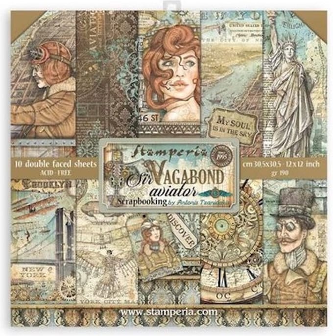 Stamperia - Sir Vagabond Aviator 12x12 Inch Paper Pack (SBBL112)
