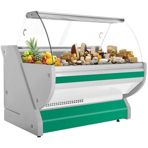 GGM Gastro Kühl-/ Fleischtheke - 1500mm - Grün - mit Fleischlicht & beleuchteter Frontblende