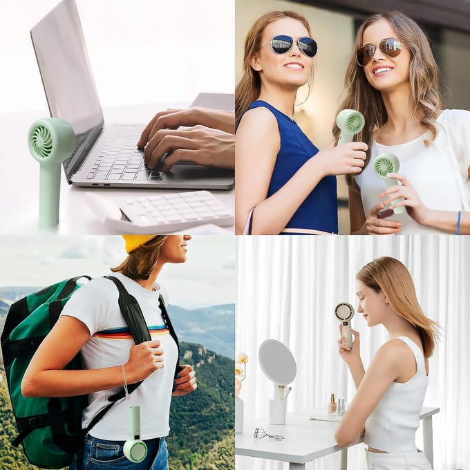LED Display 5 Snelheden mini ventilator Draagbare Handheld Mini Scherm Display Turbo Ventilator USB Oplaadbaar koele ventilator gray