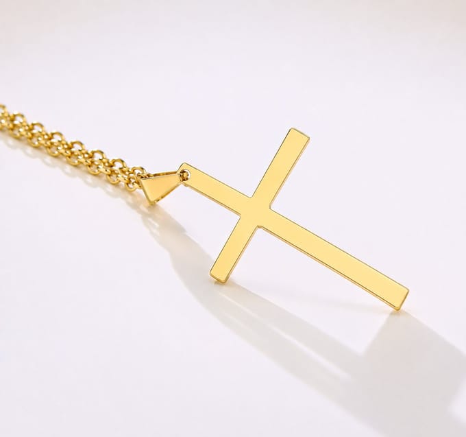 Jumada's Ketting met Kruis - Choker - Titanium - Goudkleurig