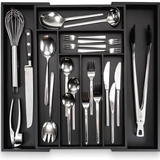MRKK® Bestekbak 47 Diep - Lade Organizer - Besteklade - Zwart
