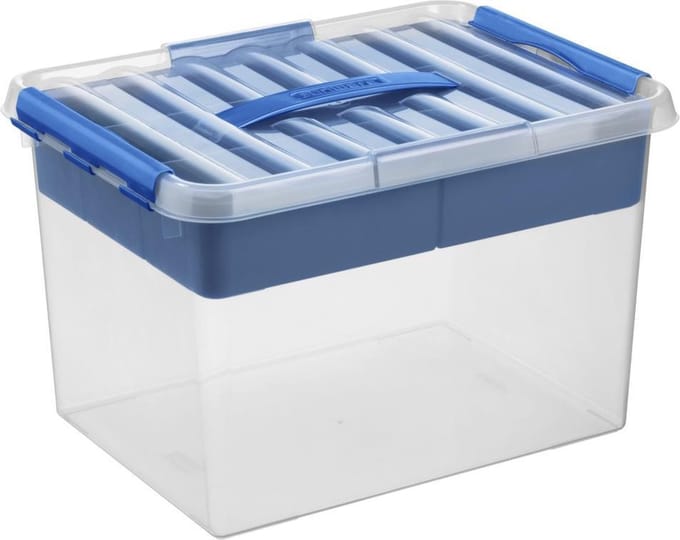 Sunware - Q-line opbergbox met inzet 22L transparant blauw