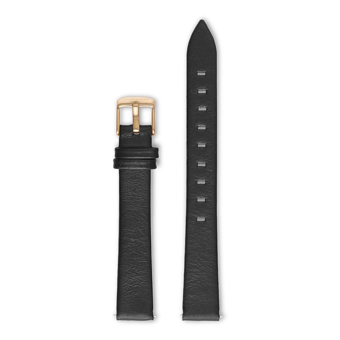 Violet Hamden Horlogeband Midnight Black - Leer - Gouden Gesp - 12mm