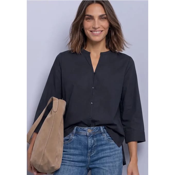 Blouse met 3/4-mouwen en split in de hals