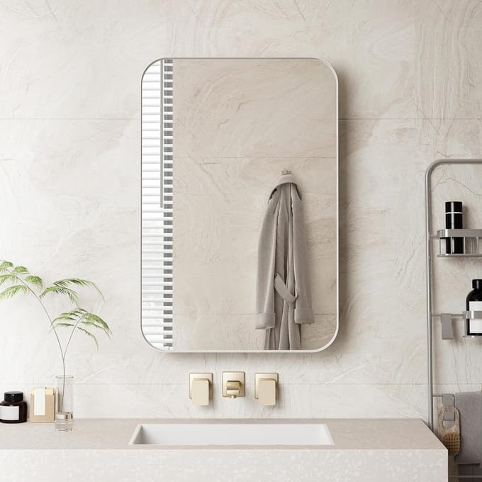 Spiegelkast - Wandkast - Badkamer Opbergen - Verstelbare Planken - 80 x 60 cm - Wit