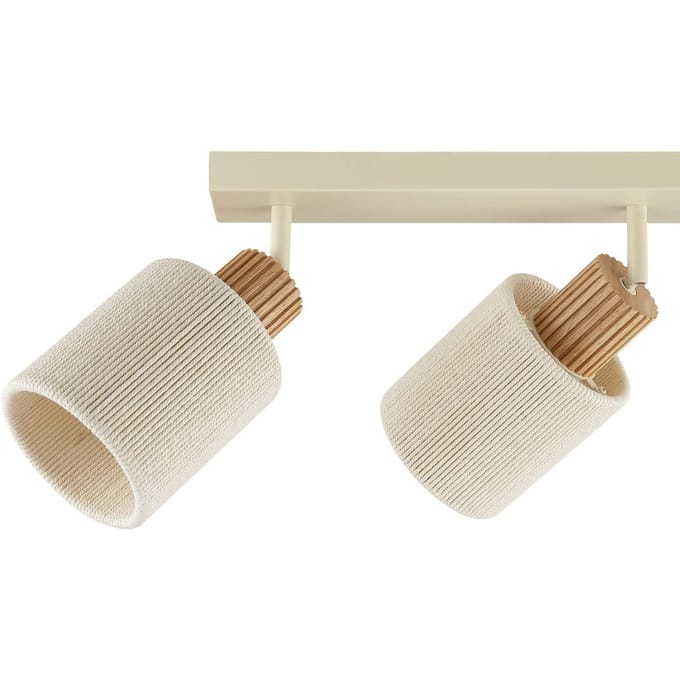 Brilliant Plafondlamp Arlo, beige, textiel, lengte 69 cm, 3-lamps