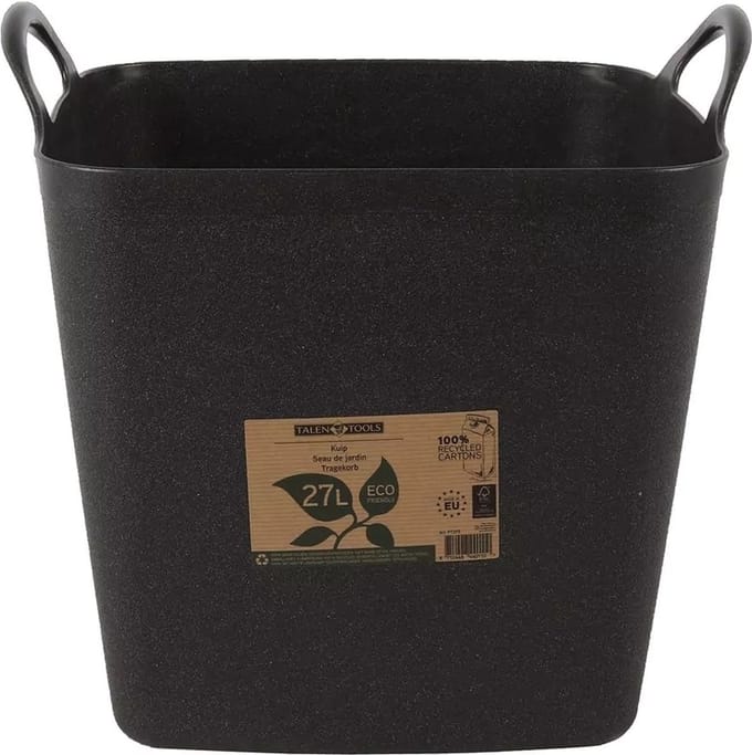 Talen Tools - Flexibele kuip - 27 liter - Zwart - Met handvatten - 100% Gerecycled - ECO Friendly
