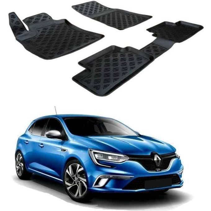 Tapis de sol 3D - SCOUTT - Renault Megane 4 - Caoutchouc Premium - Résistant à l'eau - Sur mesure noir