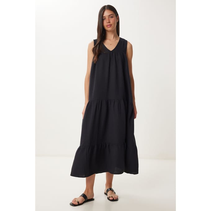 Volants V-hals Midi Jurk