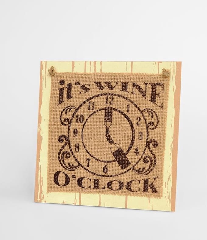 Paper Dreams Bordje Wine O'clock 20 Cm Hout Naturel