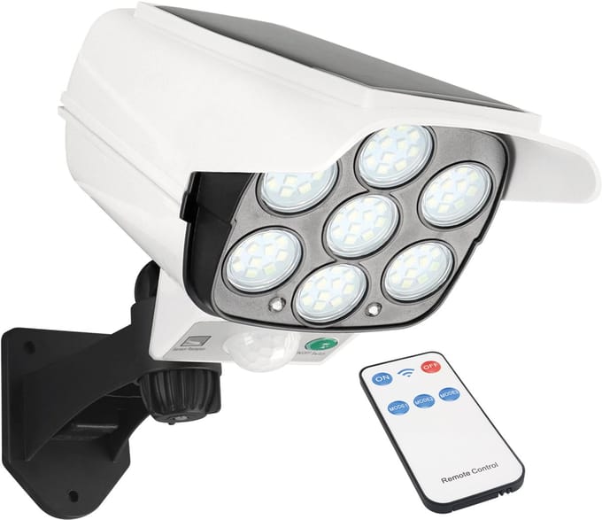 SONO - LED-lamp op zonne-energie, 5W - IP44 - Helder wit - dummycamera, bewegingssensor - Wit