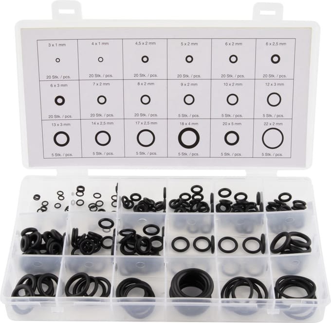 NBR O-ringen assortiment - 18 soorten - 225 stuks - zwart