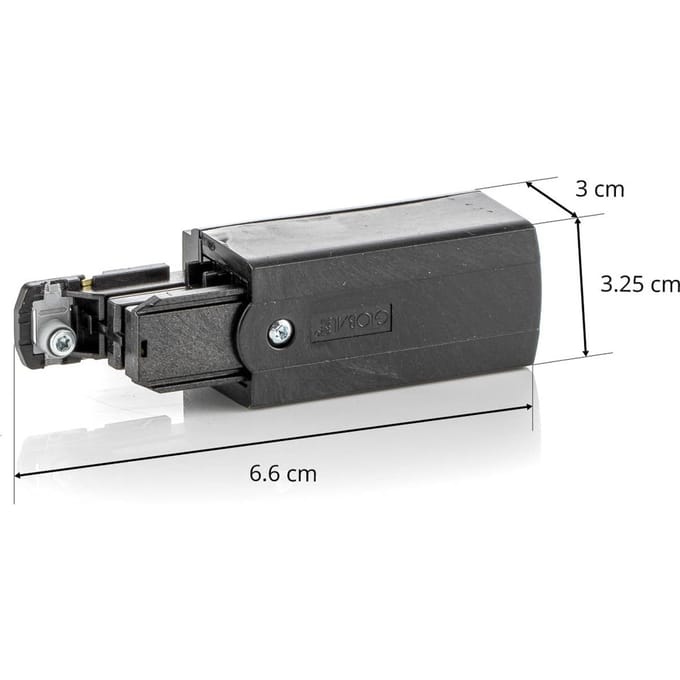 GLOBAL Eindvoeding links voor stroomrail Noa zwart