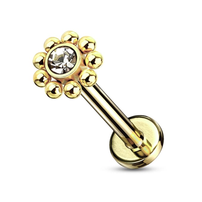 Piercing stud Ball Top steen 1.2x8 - goud - LMPiercings