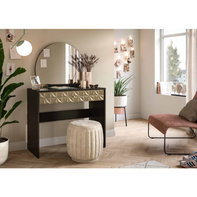 Prisma kaptafel zwart melamine goud NB - 39x90x133cm