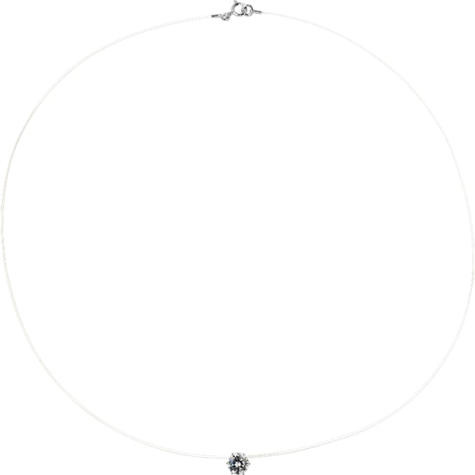 Solitaire ketting zirkoniumoxide 9 mm zilver 925 zilver transparant nylon