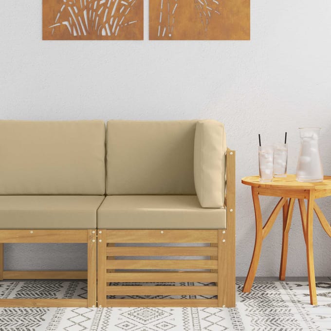 vidaXL - Buitenhoekbank - Massief - Acacia - Hout - Wit