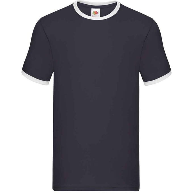 Fruit of the Loom Heren Ringer Contrast T-shirt (Marine / Wit)