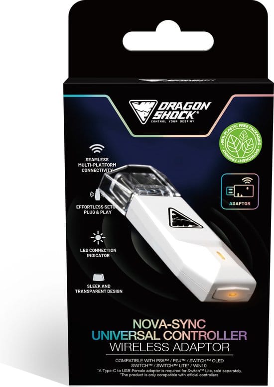 DragonShock - NOVA SYNC - Universele Controllerconverter Wit voor Nintendo Switch, Switch OLED, PS4, PS5, Xbox One en Xbox Series X|S, Switch 2