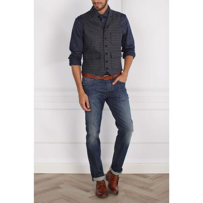 River Woods Fancy Gilet Grey Größe: 50 | Gilets Outlet | Herren | Grau