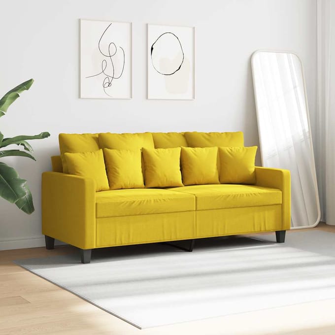 Vidaxl Bank 2-Persoons, Lichtgeel, 140 Cm, Bekleed met Stof