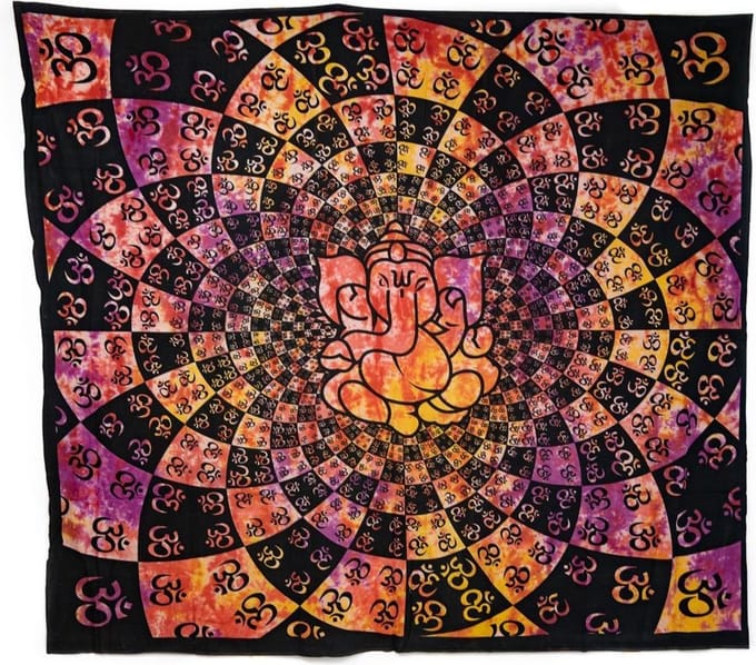 Authentiek Wandkleed Katoen Zittende Olifant met OHM (240 x 210 cm)