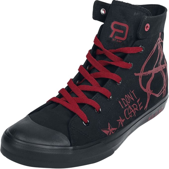 R.E.D. Rock-Engineered Design Zwart-rode sneakers met print - Unisex - EU36