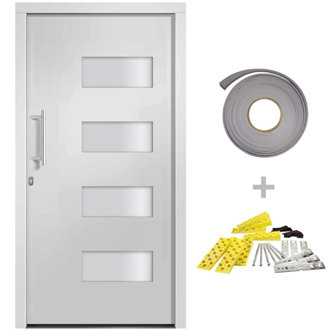 vidaXL - Voordeur - 100x210 - cm - aluminium - en - PVC - wit