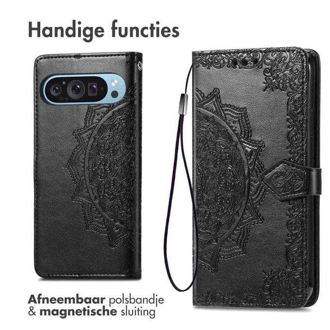 imoshion Hoesje - Geschikt voor Google Pixel 9 / 9 Pro - Mandala Bookcase - Zwart