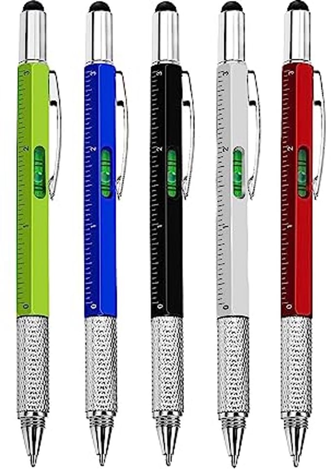 6 in 1 Multi Tool Balpen - Schroevendraaier, Heerser, Stylus en Waterpas