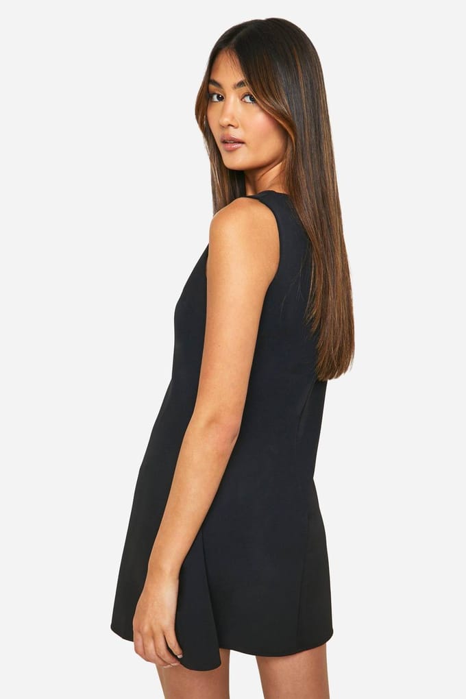 boohoo Dames Slash Neck Fit & Flare Micro Mini Jurk | Zwart | Maat: 38