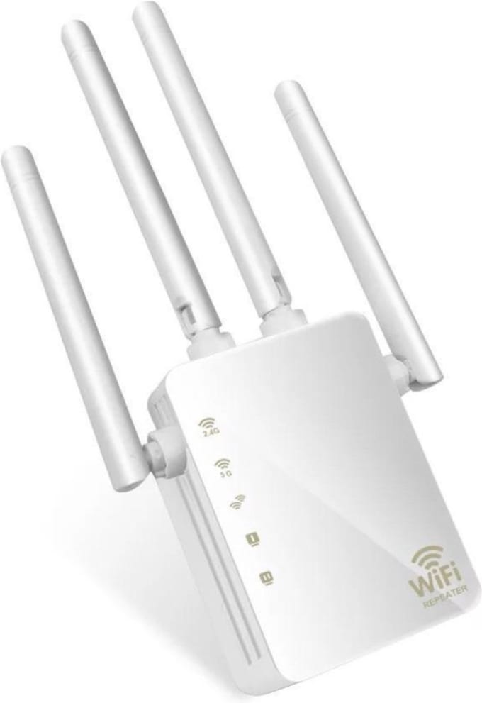 DrPhone WR4 Pro - Wifi Versterker - Range Extender - 5GHZ + 2.4GHZ Dual Band Repeater - Router - 4 Antenne - Wit