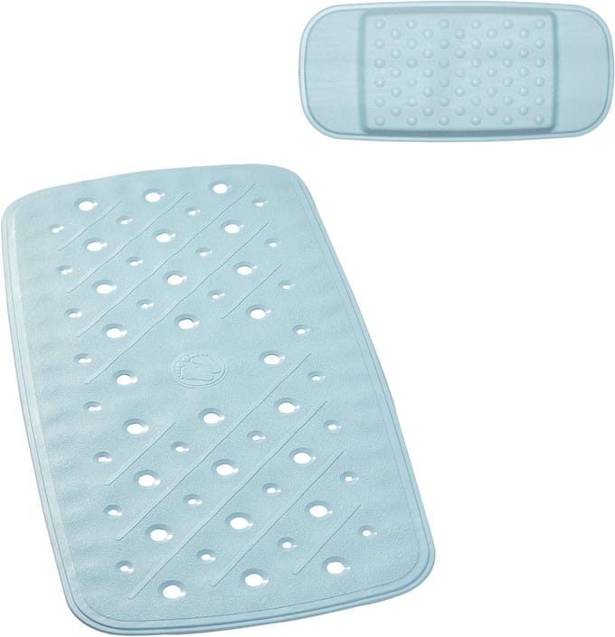 Badmat hoofdkussen 100% synthetisch rubber - blauw - badkamer set