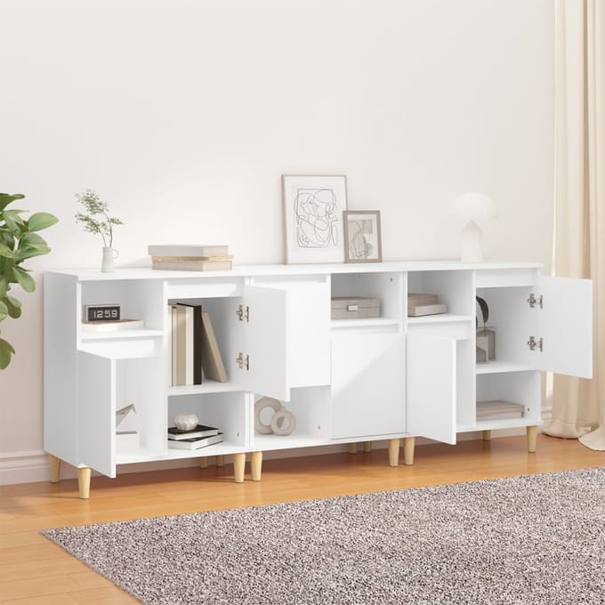 vidaXL - Dressoirs - 3 - st - 60x35x70 - cm - bewerkt - hout - wit