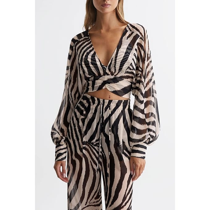 Reiss Farley Printed Blouse — Black/white Taglia: 4 | Magliette intime Outlet | Donna | Nero