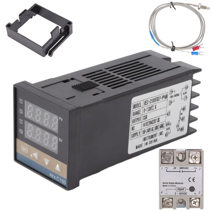 Digitale PID Thermostaat Temperatuurregelaar Lang 100V?240V en 3,3ft M6 Imperiaal K-type black