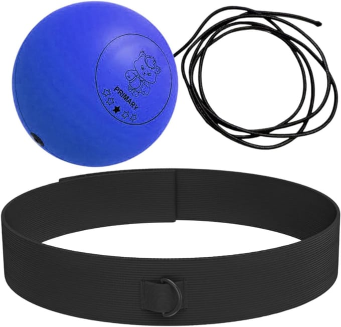 Boksbal Hoofdband Set - Reflex Bal Training - Hand-Oog Coördinatie - PU Schuim Constructie - 25 x 4 cm - Blauw