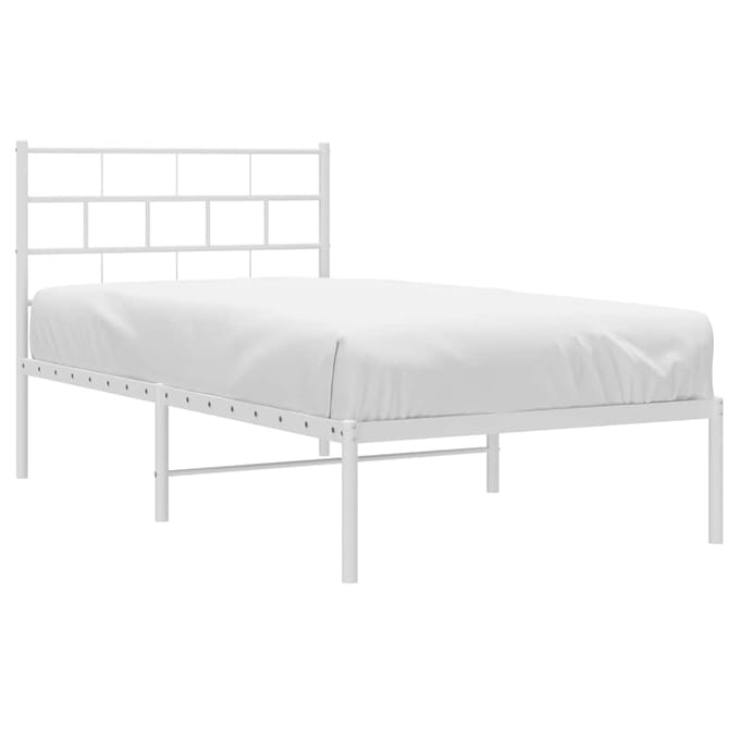 vidaXL - Bedframe - met - hoofdbord - metaal - wit - 100x190 - cm