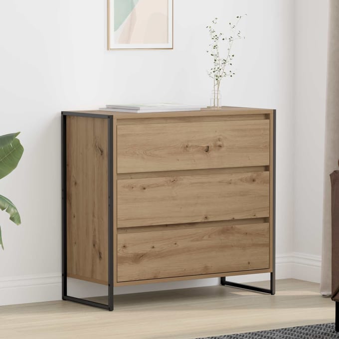 vidaXL - Dressoir - Artisanaal - eiken - 79 - x - 36 - x - 75.5 - cm - Bewerkt - hout