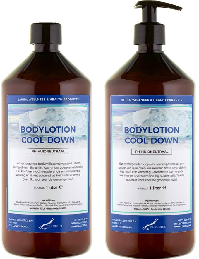 Bodylotion Cool Down 1 Liter - met gratis pomp - set van 2 stuks