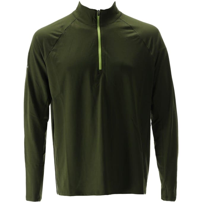 Nathan Heren Tempo Quarter Zip Raglan T-shirt (Bosgroen gemêleerd)