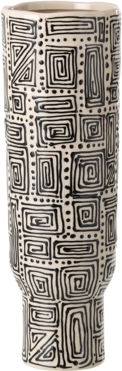 J-Line vaas Patroon - keramiek - wit/zwart - large