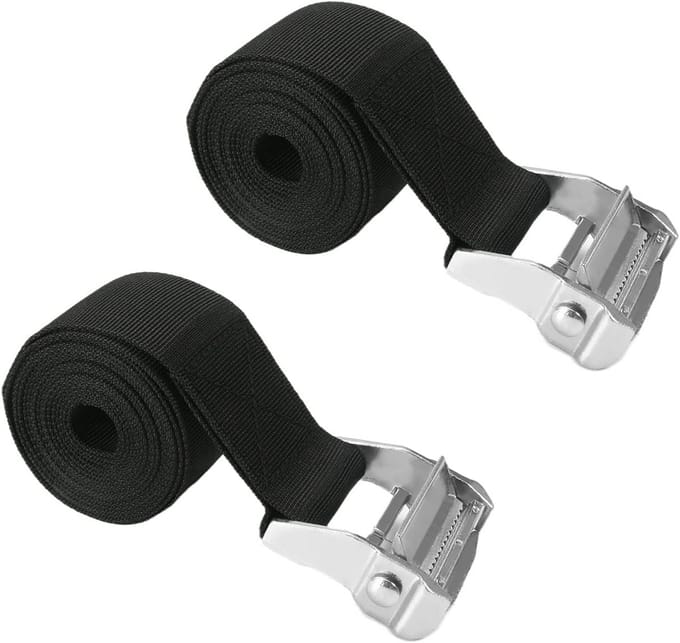 2x Spanband met Cam Gesp - 2,5 Meter x 50 mm - Zware Kwaliteit Ratelband Zwart
