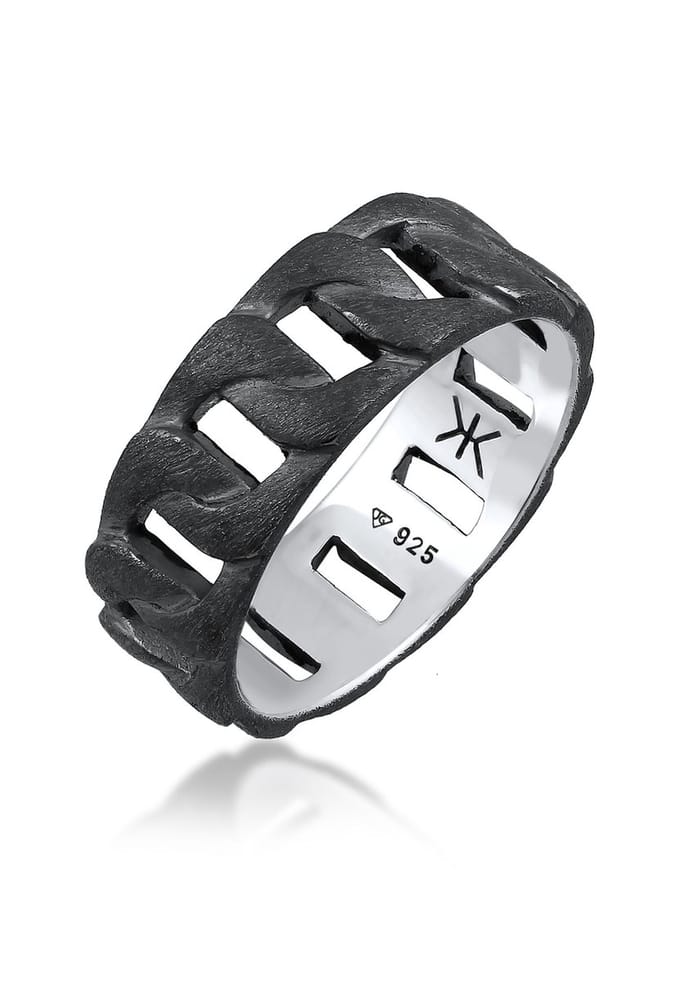 KUZZOI - Ring - Heren Statement Massief Trend Cool geoxideerd in 925 Sterling Zilver - Heren