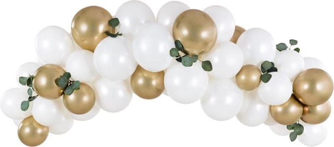 Partydeco - DIY Kit Ballonboog - Wit en Goud (2m, 60 ballonnen)