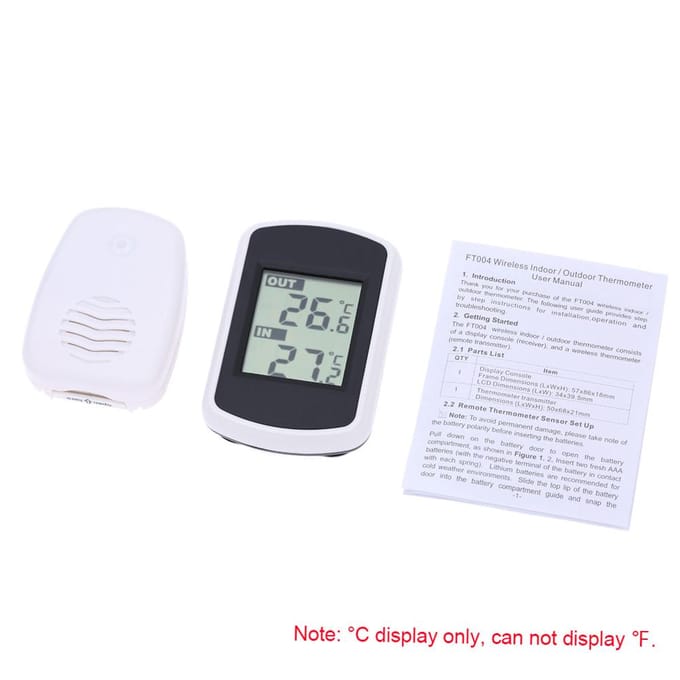 LCD Digitale Draadloze Binnen- en Buitenthermometer Temperatuurmeting Omgevingsweertester gray